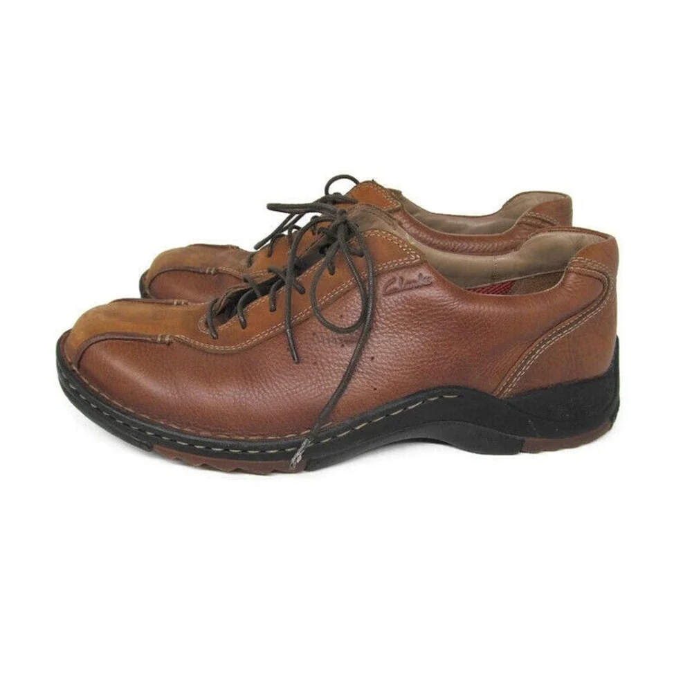 Clarks Leather  Lace Up Brown Oxfords  Mens Size US 10.5 Casual Shoes